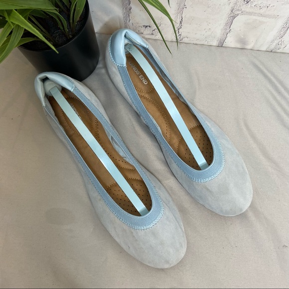 Lands End Suede Comfort Elastic Ballet Flats 9 - Picture 6 of 9
